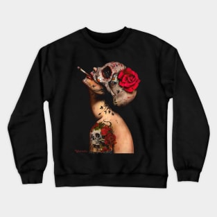 Sad girl with smoke Crewneck Sweatshirt